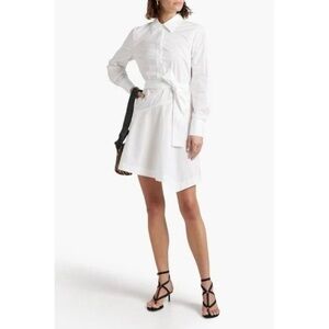 Derek Lam 10 Crosby Sz. White Asymmetric Belted Cotton Poplin Shirt Dress NWT
